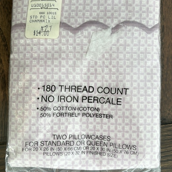 Vintage NOS Royal Cannon bed SET: 5 pieces, purple/white check, scallop trim - Picture 4 of 7